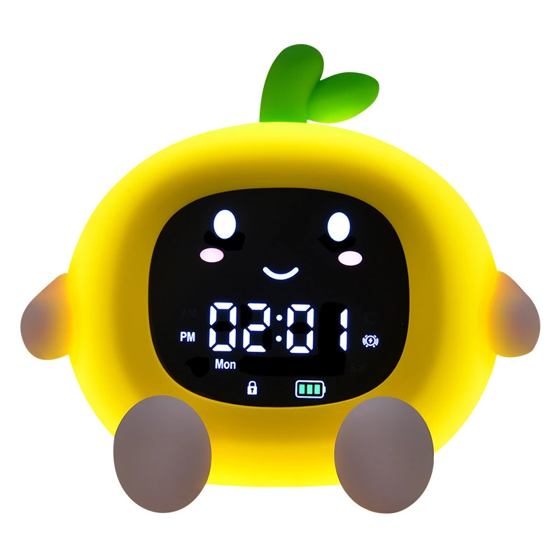 Réveil fruit orange pour enfant avec veilleuse multicolore et écran numérique